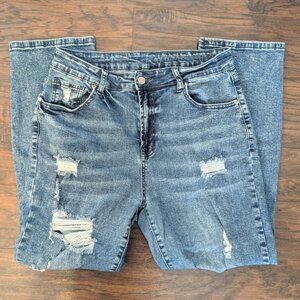 *3/$25* Women's Dark Acid Wash Distressed Stretch Jeans - Size 12